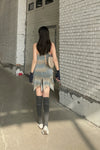 RUI segment dyeing lit low -waist short skirt RSS23KN05 dawn yellow and blue gradient